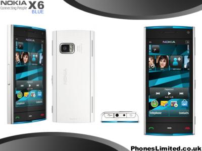 NOKIA X6 16GB BLUE QUAD BAND 3G HSDPA WIFI GPS UNLOCKED BLUETOOTH GSM MOBILE PHONE